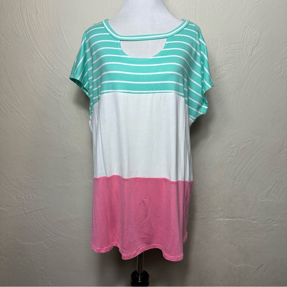 Haptics Boutique Colorblock Cutout Top Large NWT!